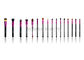 42PCs linea completa set di pennelli cosmetico di trucco con il puntale di alluminio rosa &amp; la maniglia di legno nera opaca