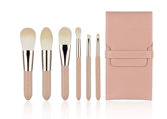6Pcs rosa nudo Mini Makeup Brush Set Non allergene con la borsa di trasporto dell'unità di elaborazione